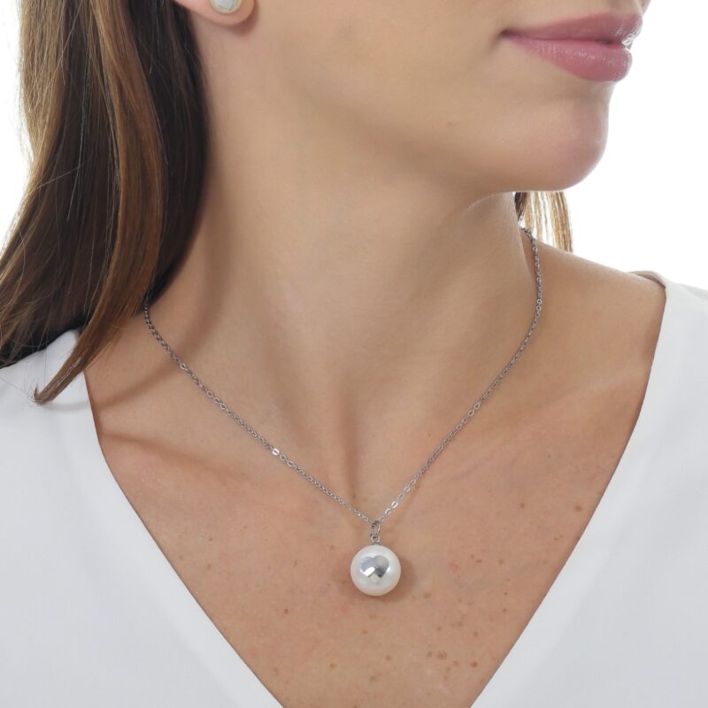 Conjunto de Pérola Coração em Aço