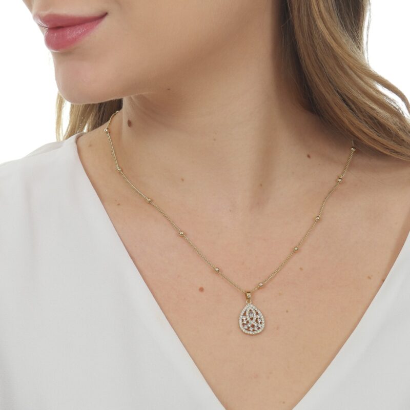 Conjunto Gota Microcravejado Banhado em Ouro 18K