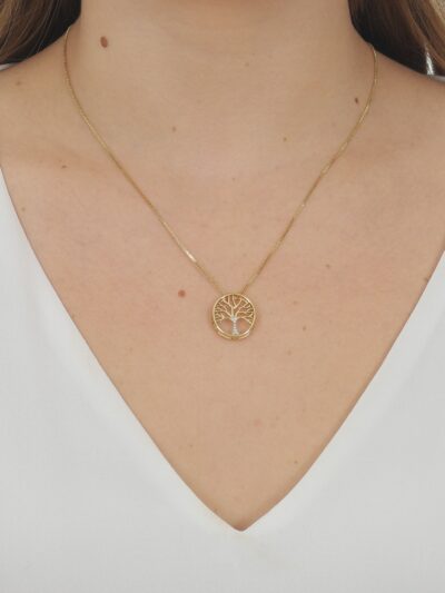 Colar Mandala Árvore da Vida Cravejado Banhado em Ouro 18K - Imagem 2