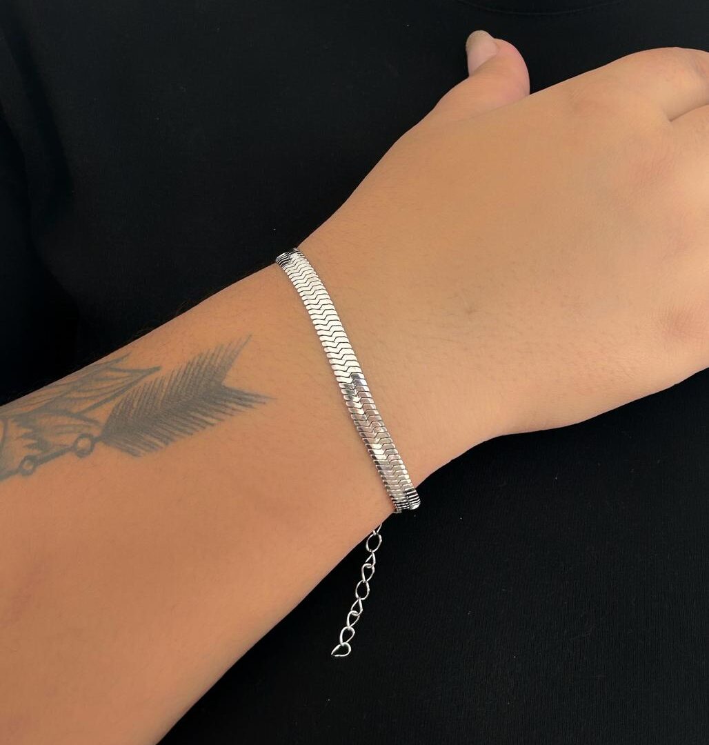 Pulseira Fita Escama 4 mm em Aço