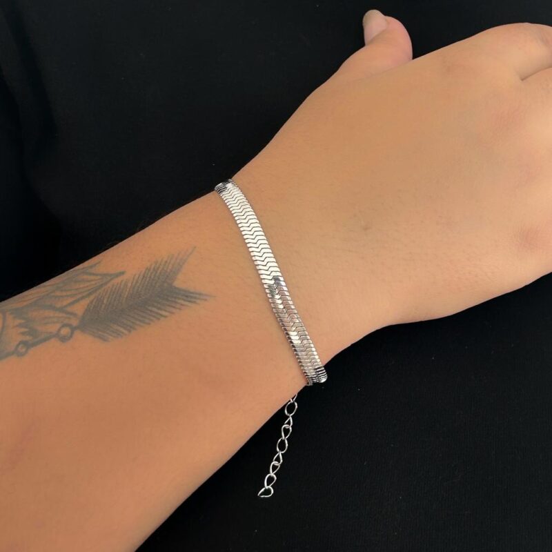 Pulseira Fita Escama 4 mm em Aço