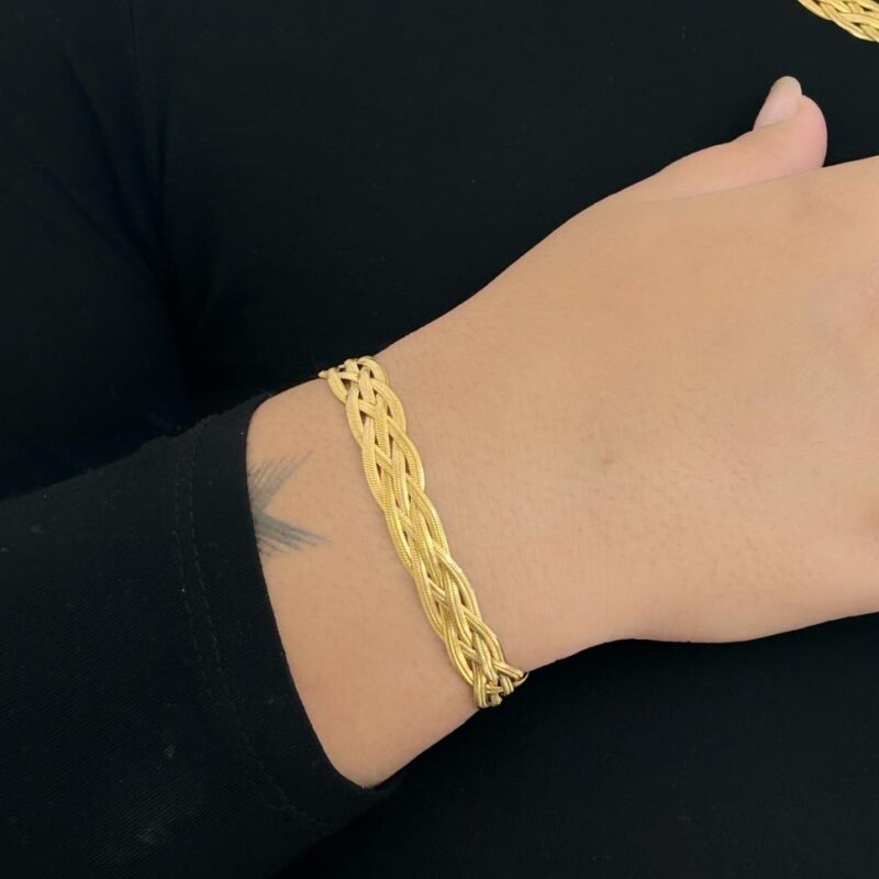 Pulseira Fita 2 mm Trançada em Aço