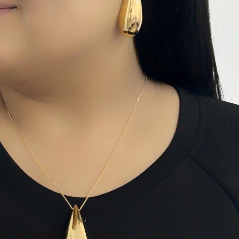 Conjunto Gota Pontuda Banhado em Ouro 18K