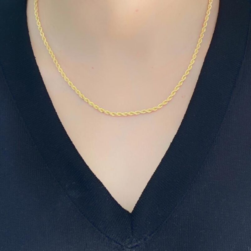 Colar Elo Baiano 3 mm Banhado Em Ouro 18K