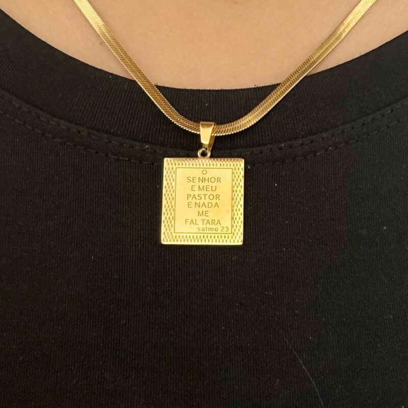 Colar Fita Senhor Meu Pastor em Aço