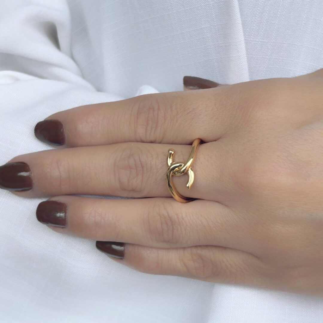 Anel X Banhado em Ouro 18K