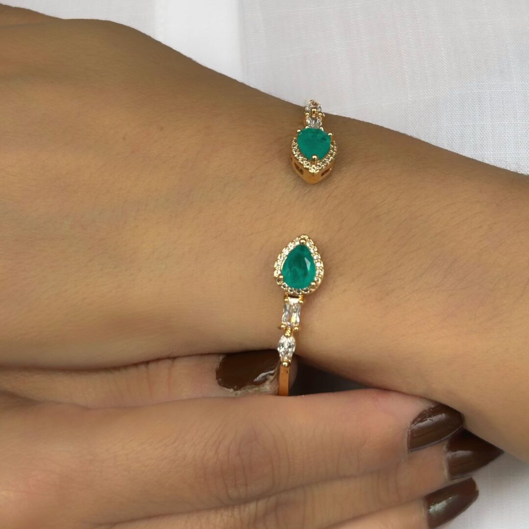 Bracelete Esmeralda Banhado em Ouro 18k