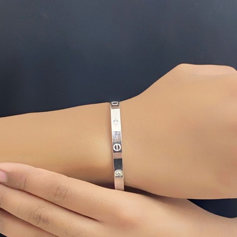 Bracelete C com Zircônia em Aço