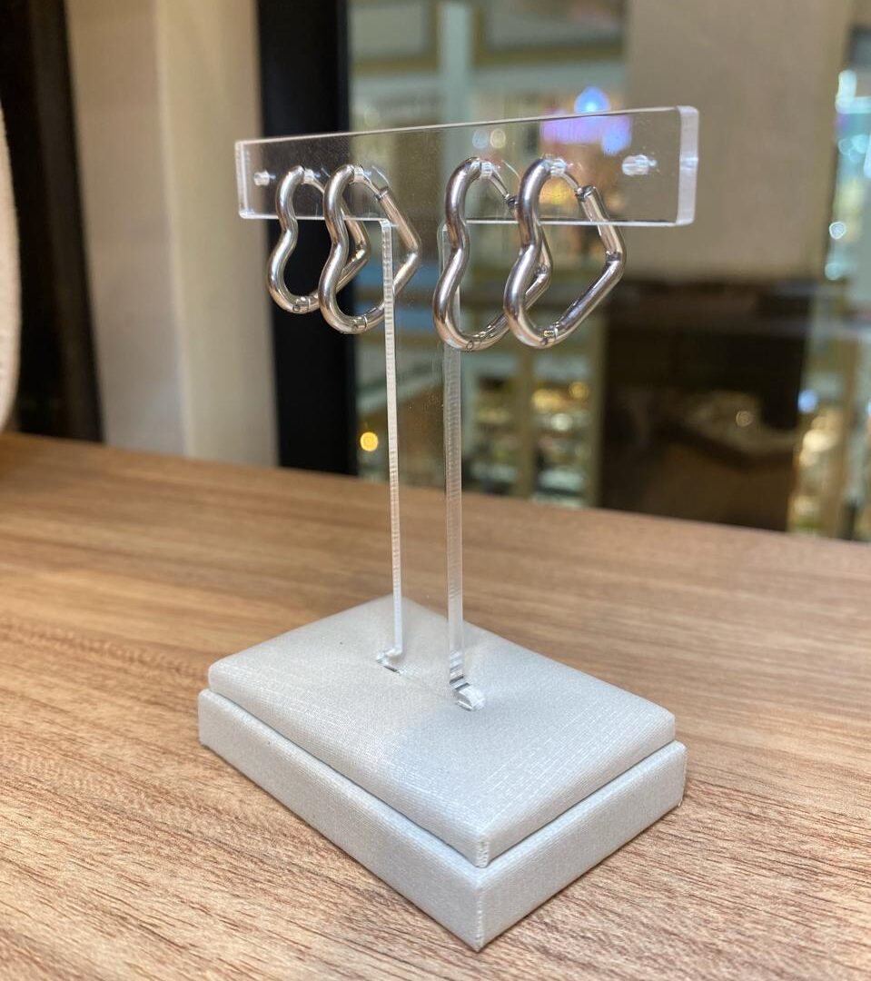 Brinco Coração Dupla em Aço