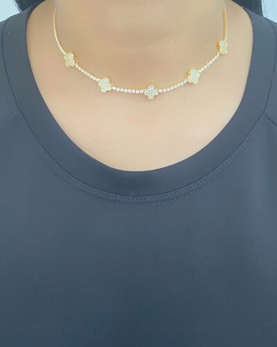 Choker Riviera Trevos Banhado em Ouro 18k