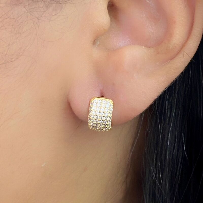 Brinco Argola Bojuda Cravejada Banhado em Ouro 18K