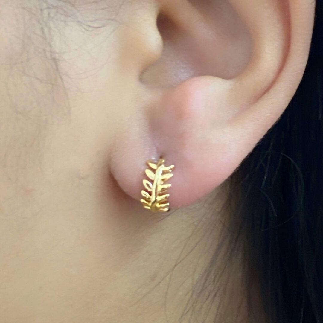 Brinco Folhas Banhado em Ouro 18k