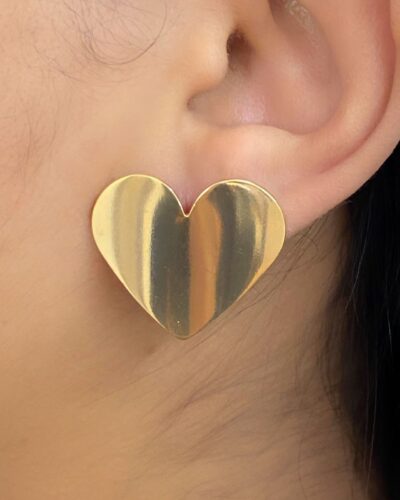 Conjunto Coração G Liso Banhado em Ouro 18k - Imagem 2