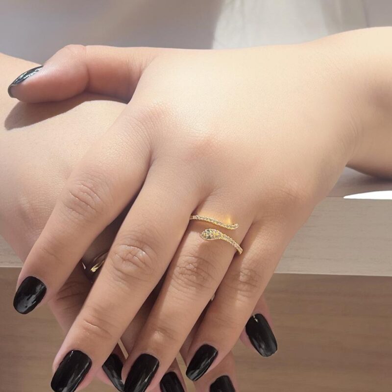 Anel Snake Cravejado Banhado em Ouro 18K