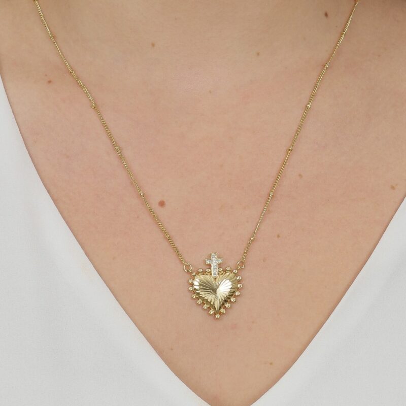 Colar Sagrado Coração Banhado em Ouro 18K