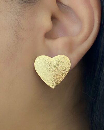 Conjunto Coração Fosco Banhado em Ouro 18k - Imagem 2