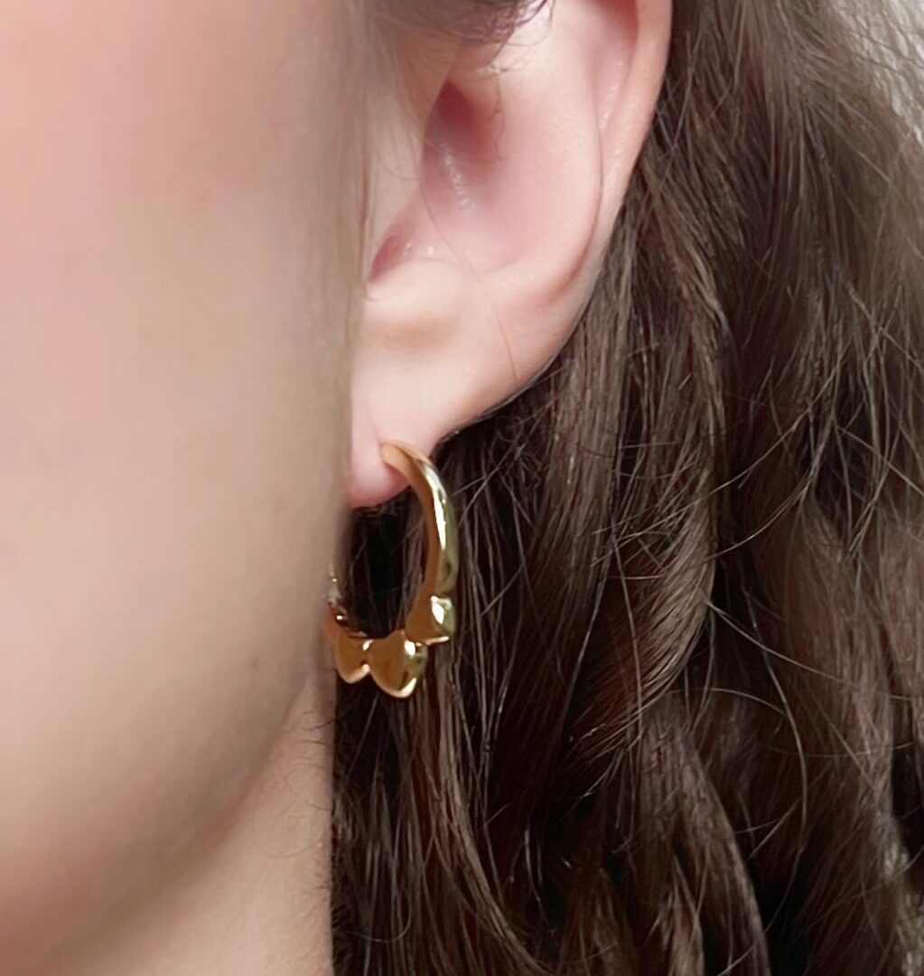 Brinco Argola 3 Corações Liso Banhado em Ouro 18k