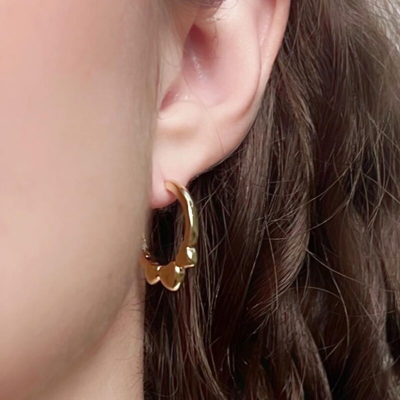 Brinco Argola 3 Corações Liso Banhado em Ouro 18k