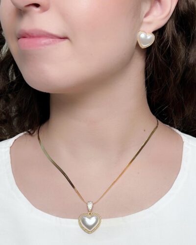 Conjunto Fita Coração  Banhado em ouro 18k