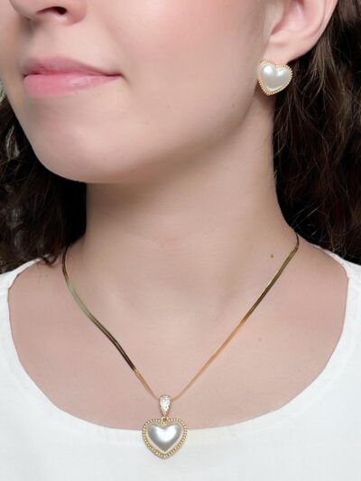 Conjunto Fita Coração  Banhado em ouro 18k