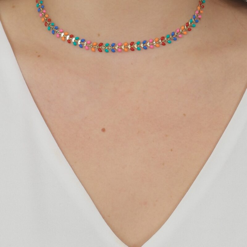 Choker Pétala Resinada Banhado em Ouro 18K