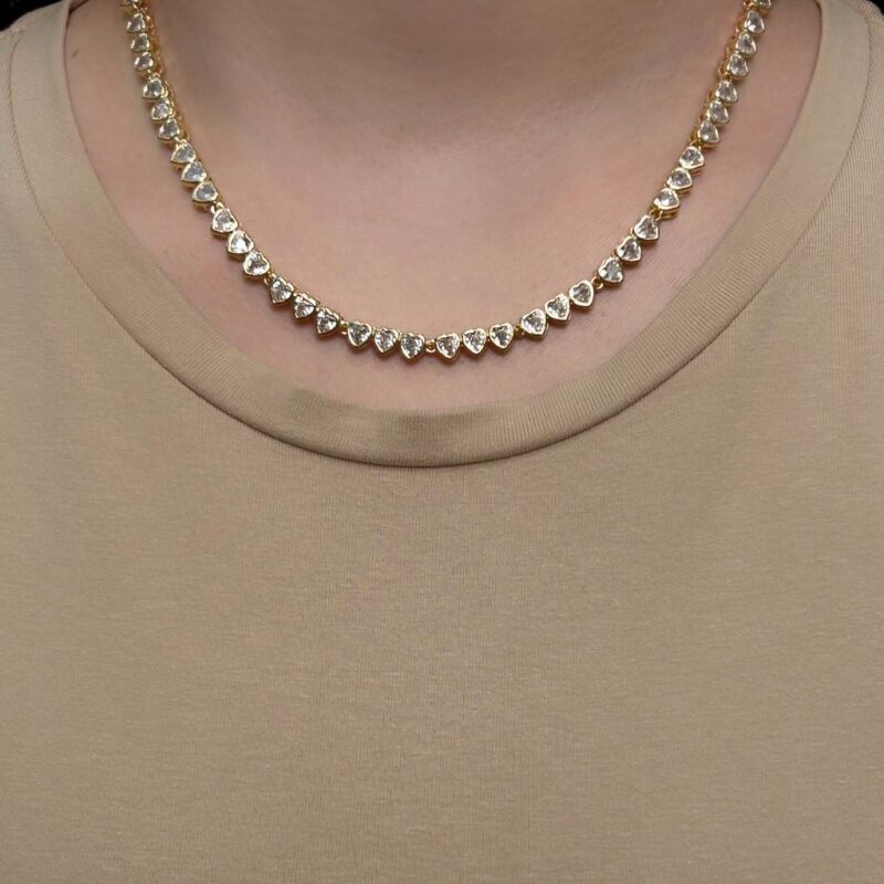 Colar Riviera Mini Coração Banhado em ouro 18k