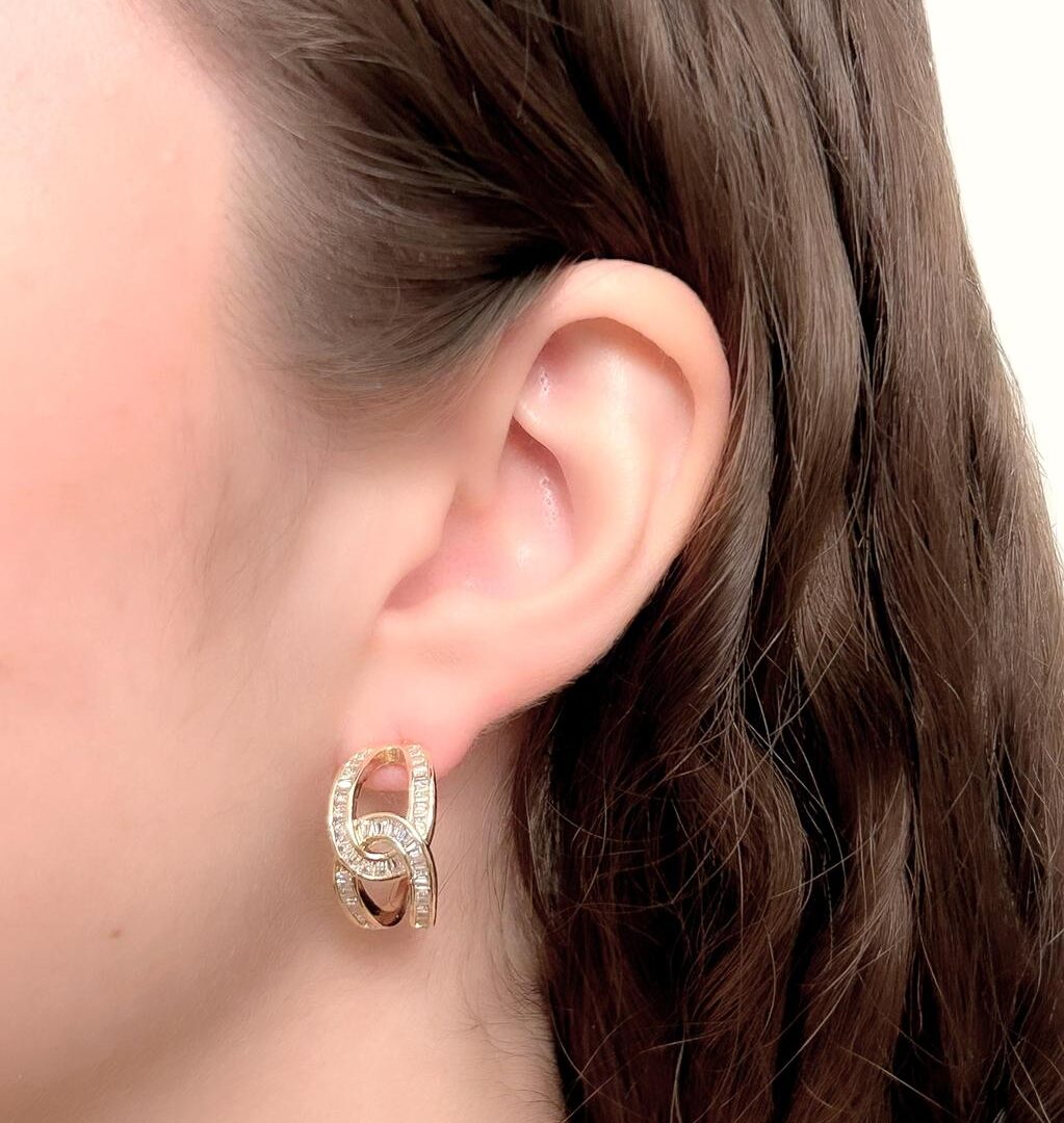 Brinco Argola X Cravejado Banhado em Ouro 18k