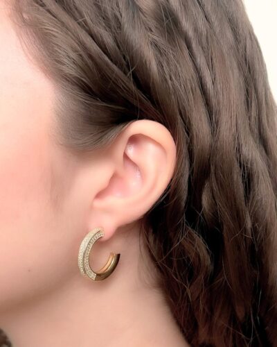 Brinco Argola Liso/Cravejado Banhado em Ouro 18k