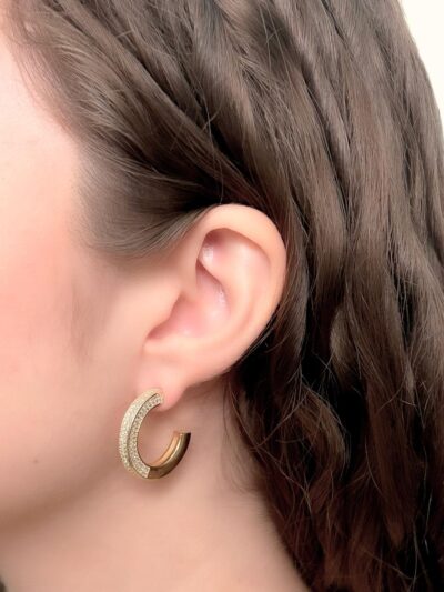 Brinco Argola Liso/Cravejado Banhado em Ouro 18k