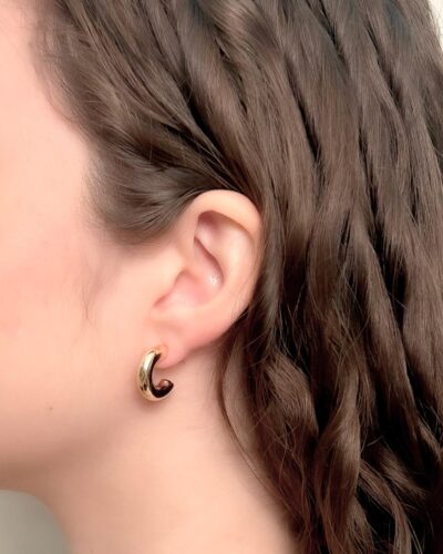Brinco Meia Argola P ABS Banhado em Ouro 18k