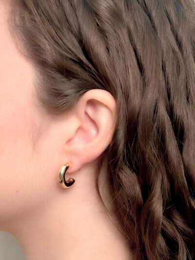 Brinco Meia Argola P ABS Banhado em Ouro 18k