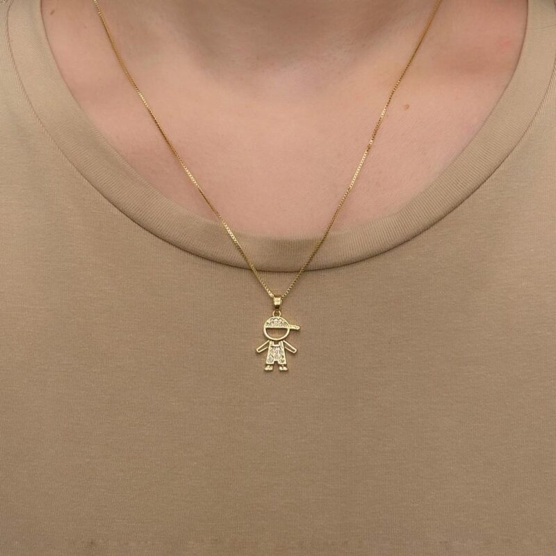 Colar Menino Cravejado Banhado em Ouro 18K