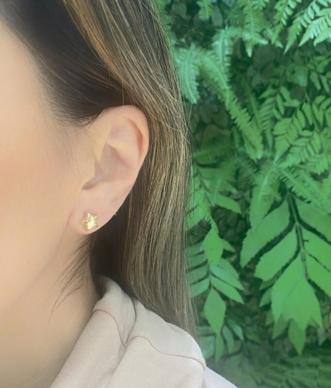 Brinco Estrela ABS (2 pares)  banhado em Ouro 18K/Ródio Branco