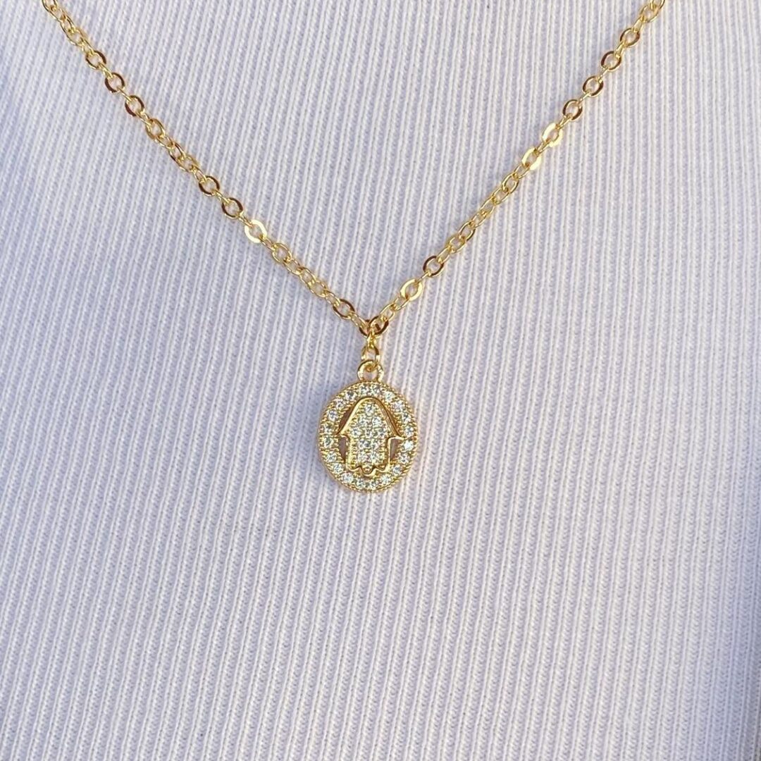 Colar Mão de Fátima Banhado em Ouro 18K