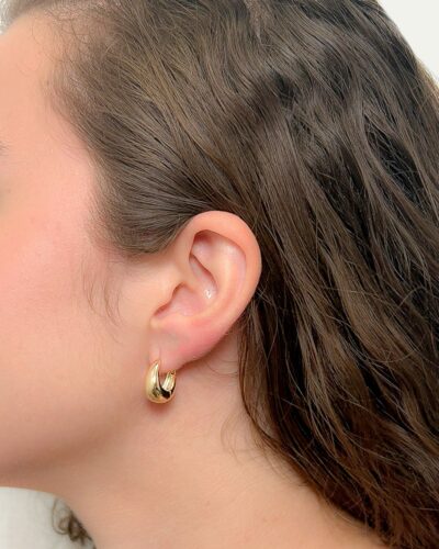 Brinco Argola Gota Lisa P Banhada em Ouro 18k - Imagem 2