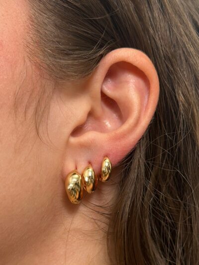 Brinco Trio de Argola Bojuda Banhado em Ouro 18K