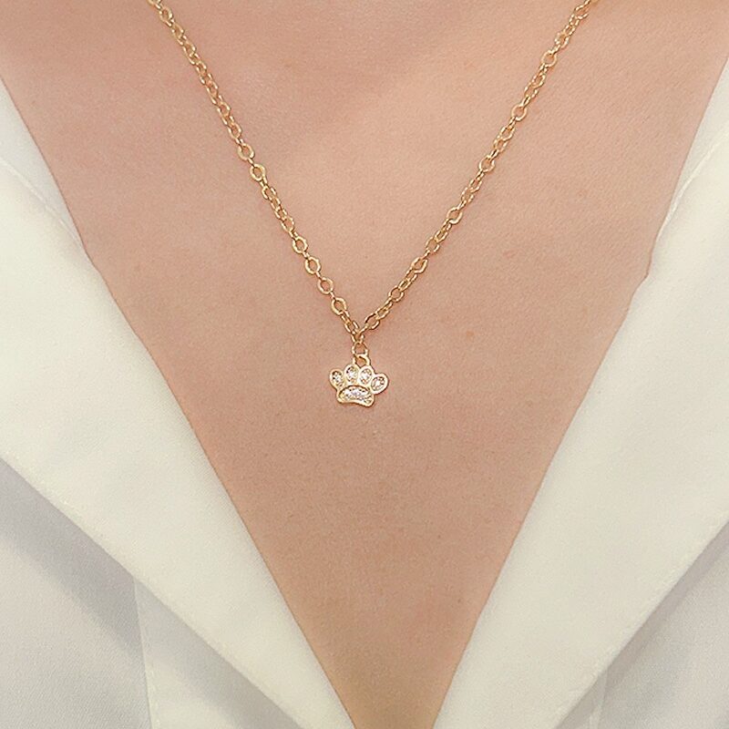 Colar Patinha Cravejado Banhado em Ouro 18k