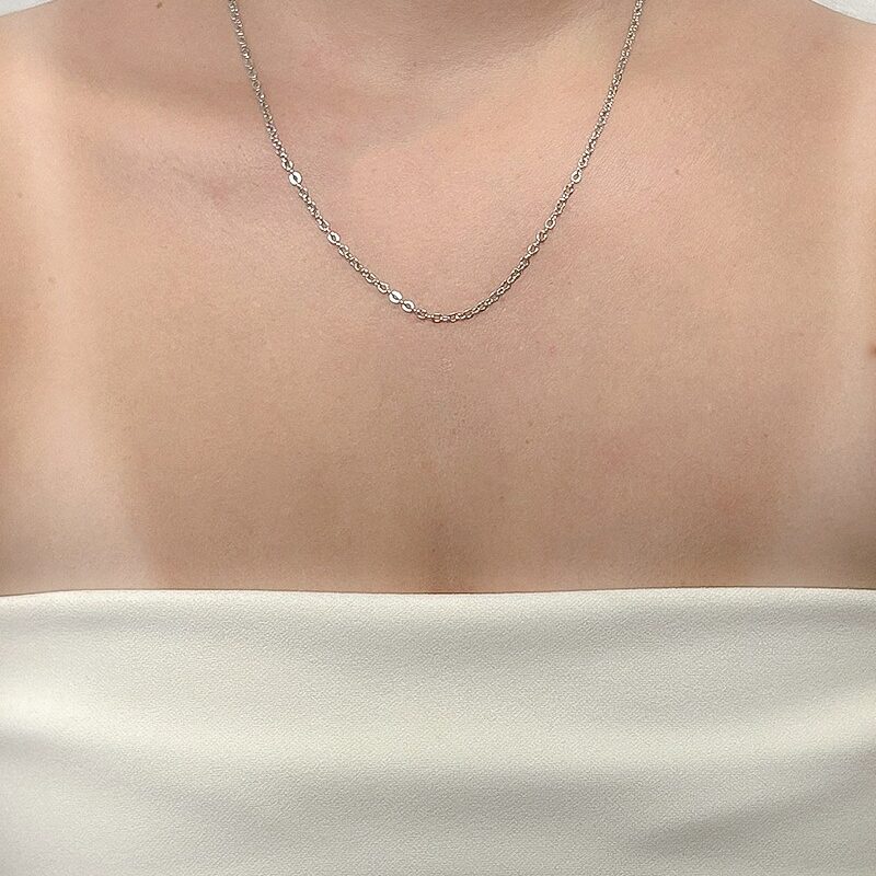 Colar Cadeadinho Banhado em Ródio Branco