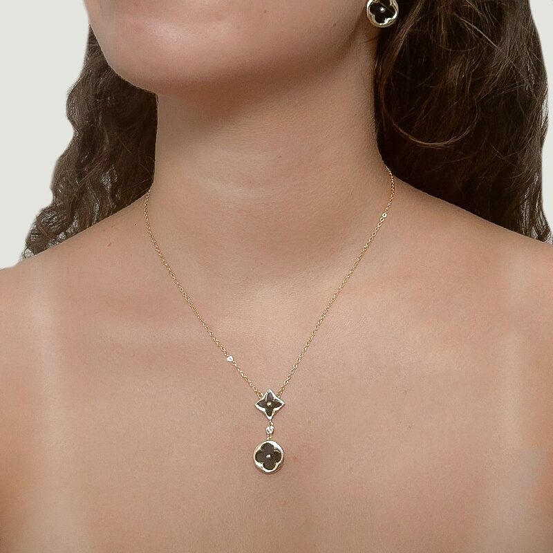 Conjunto Trevo Gravatinha  Banhado em Ouro 18k