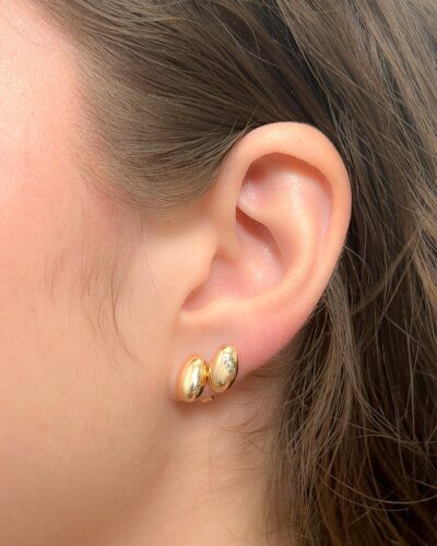 Brinco Dupla Oval Lisa banhado em Ouro 18k