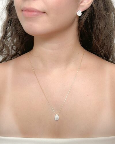 Conjunto Gota Cravejada Banhado em Ouro 18k
