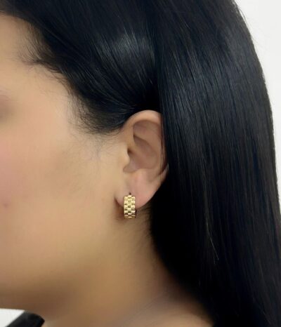 Brinco Argola Trabalhada Banhado em Ouro 18K - Imagem 2