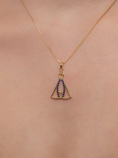 Colar NS Cravejada Banhado em Ouro 18K