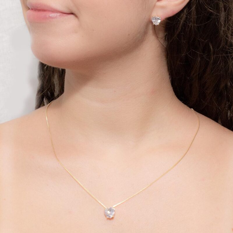 Conjunto Coração Banhado em Ouro 18k