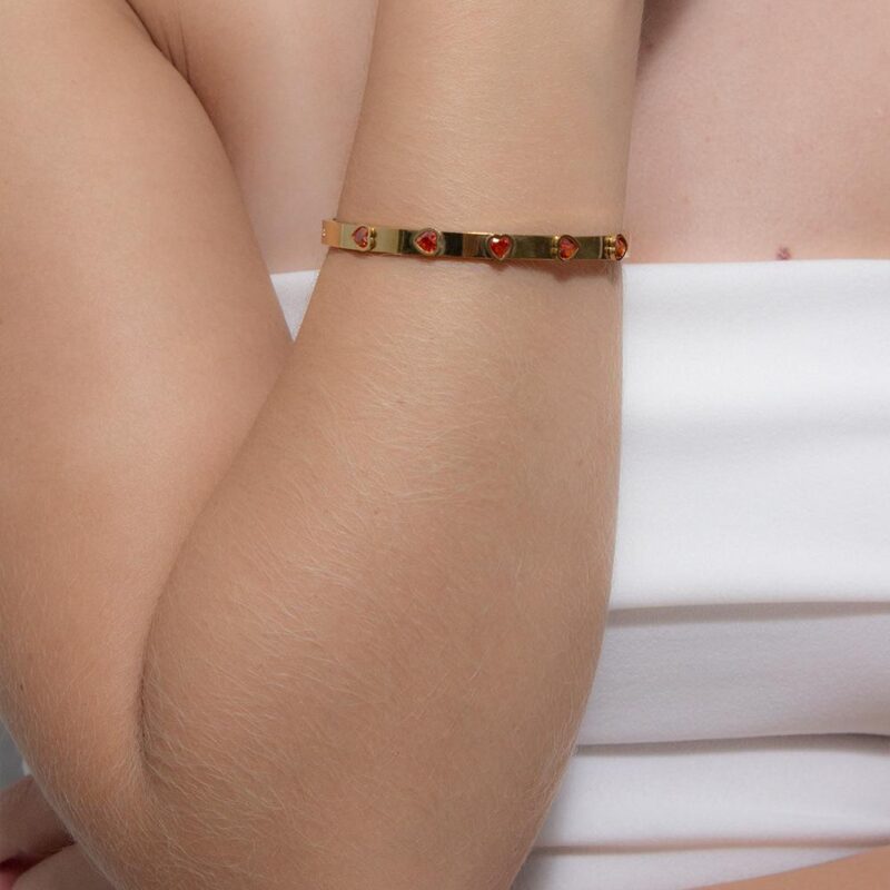 Bracelete Corações 3D em Aço