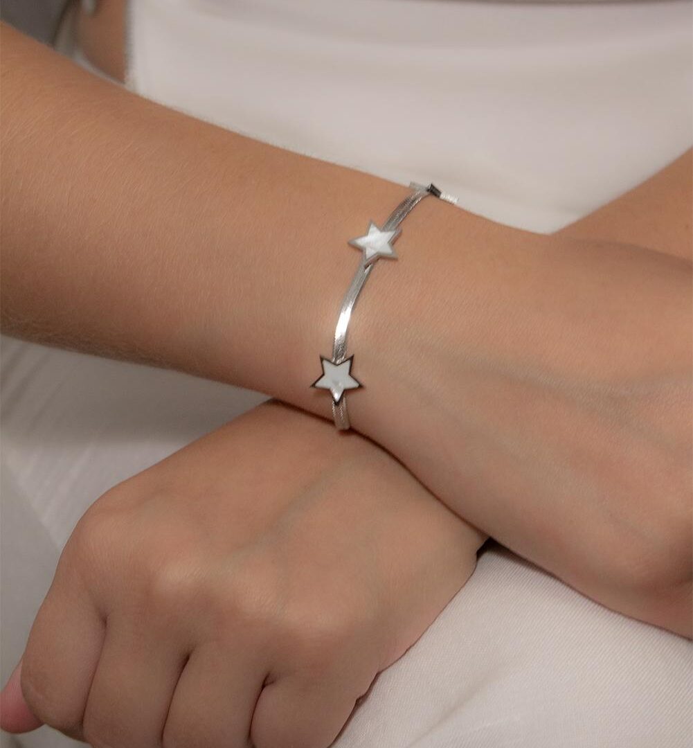 Pulseira Fita Estrelas em Aço