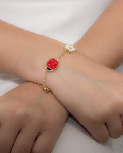 Pulseira Joaninha/Flores em Aço - Imagem 2