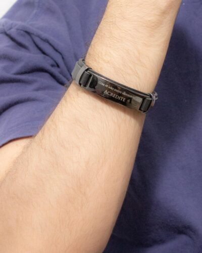 Pulseira Acredite Masculina em Aço