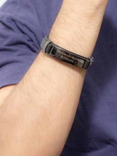 Pulseira Acredite Masculina em Aço