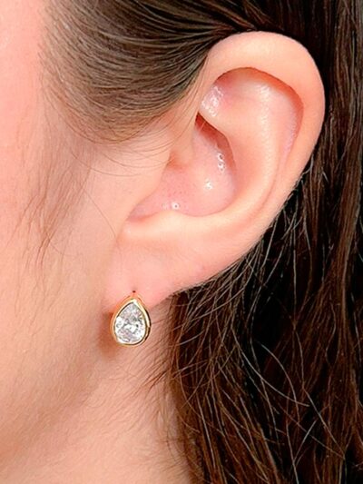 Brinco gota zircônia Banhado em Ouro 18k